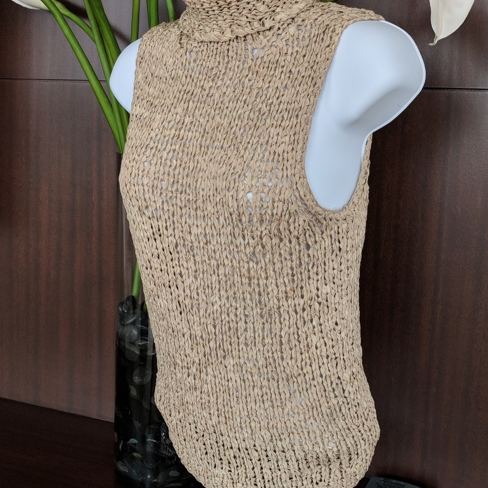 Sexy RALPH LAUREN nude open knit sleeveless top  S - Picture 6 of 8